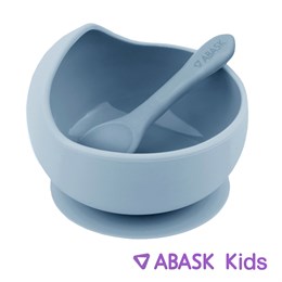 СИЛИКОНОВАЯ ТАРЕЛКА С ЛОЖКОЙ ABASK Kids, цвет черничное суфле 78705