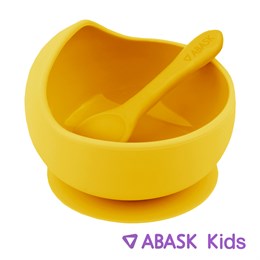 СИЛИКОНОВАЯ ТАРЕЛКА С ЛОЖКОЙ ABASK Kids, цвет манго 78697